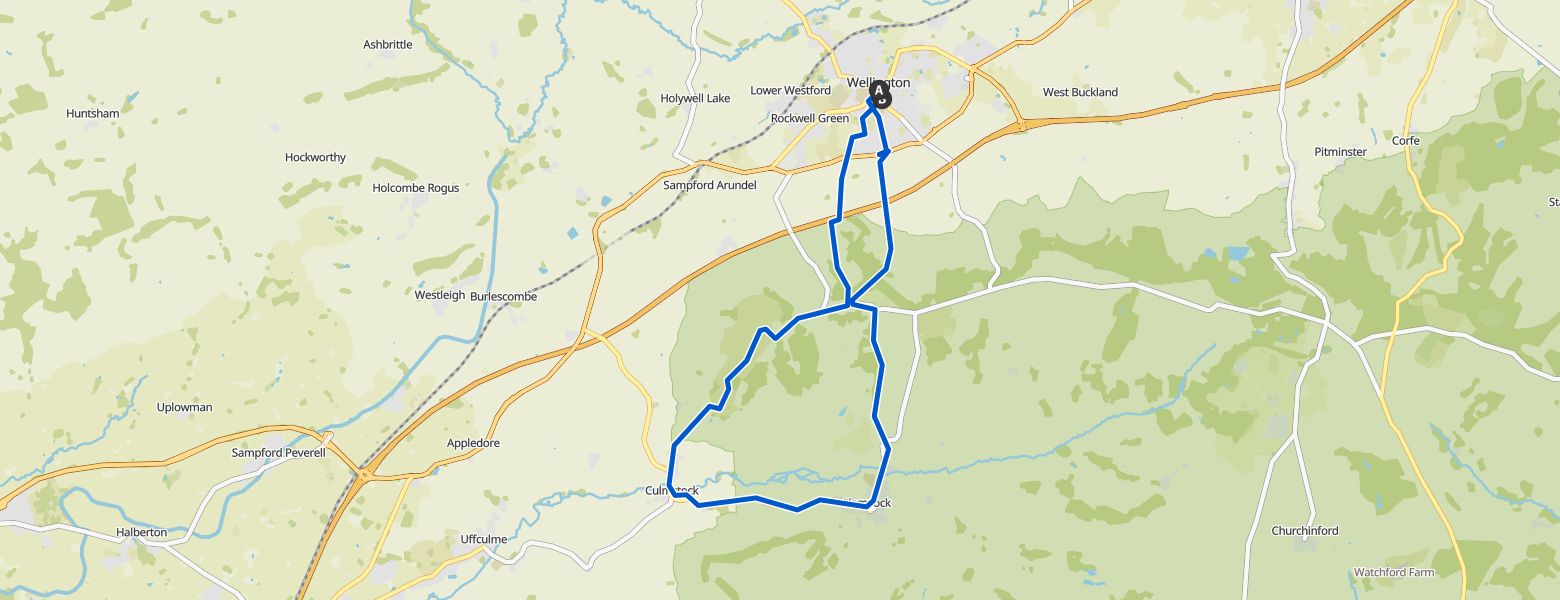 Culmstock Beacon – Black Down Hills, loop from Wellington map