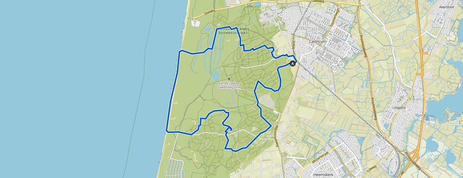 Gasterij Kruisberg – pad door de duinen loop from Castricum Map Image