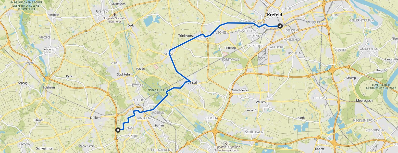 From Krefeld to Dülken Map Image