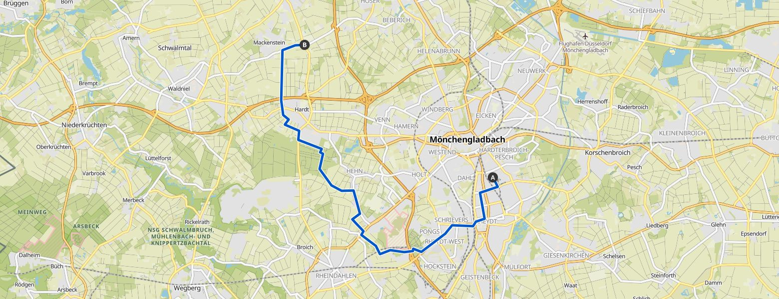 From Pesch to Dülken Map Image