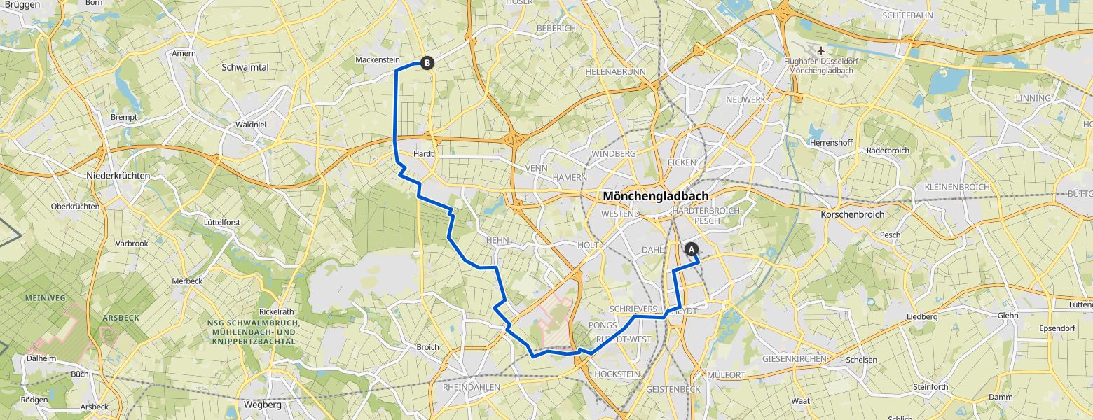 From Pesch to Dülken map