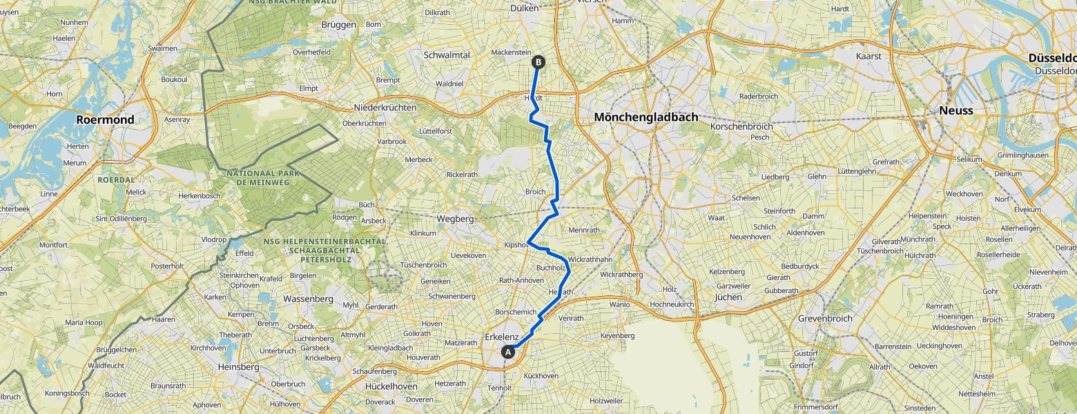 From Erkelenz to Dülken Map Image