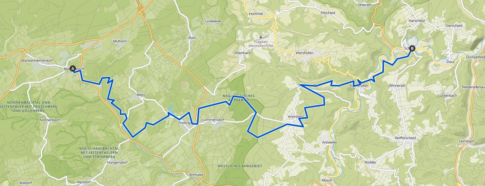 Ahrsteig - Day 1 - From Blankenheim to Schuld Map Image