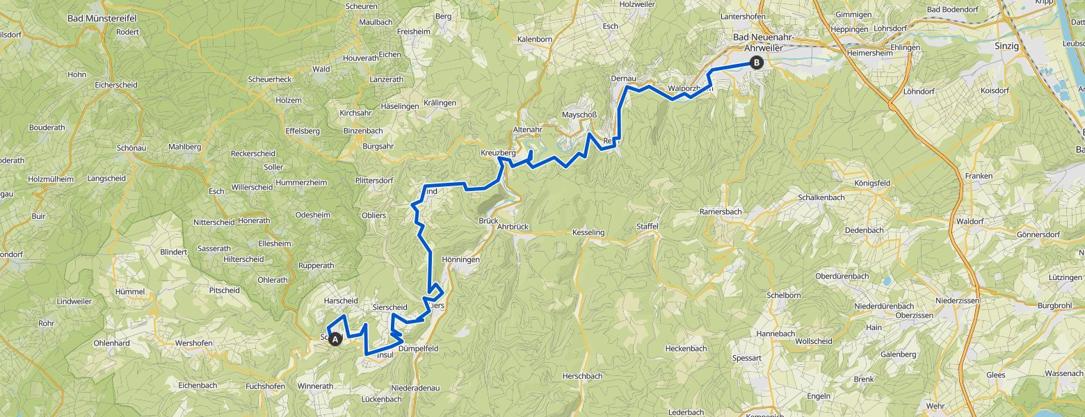Ahrsteig - Day 2 - From Schuld to Bad Neuenahr Map Image