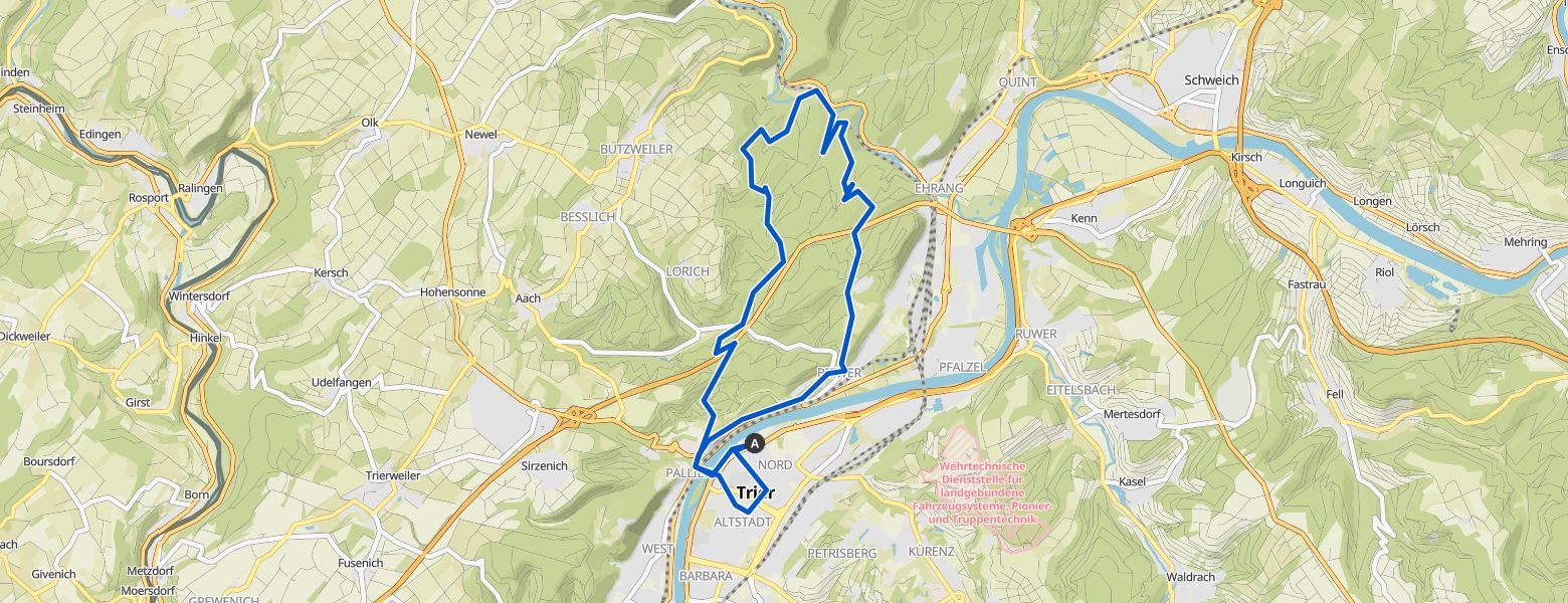 Genovevahöhle – Klausenhöhle loop from Trier map