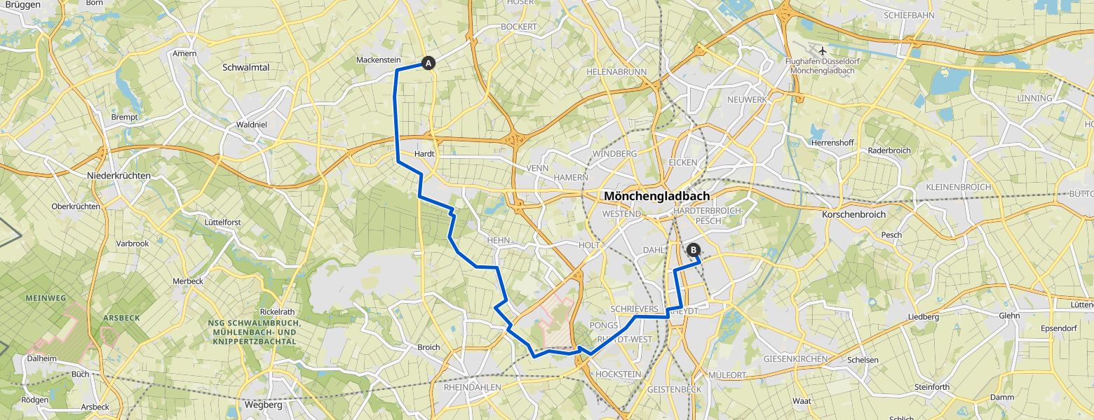 From Dülken to Pesch map