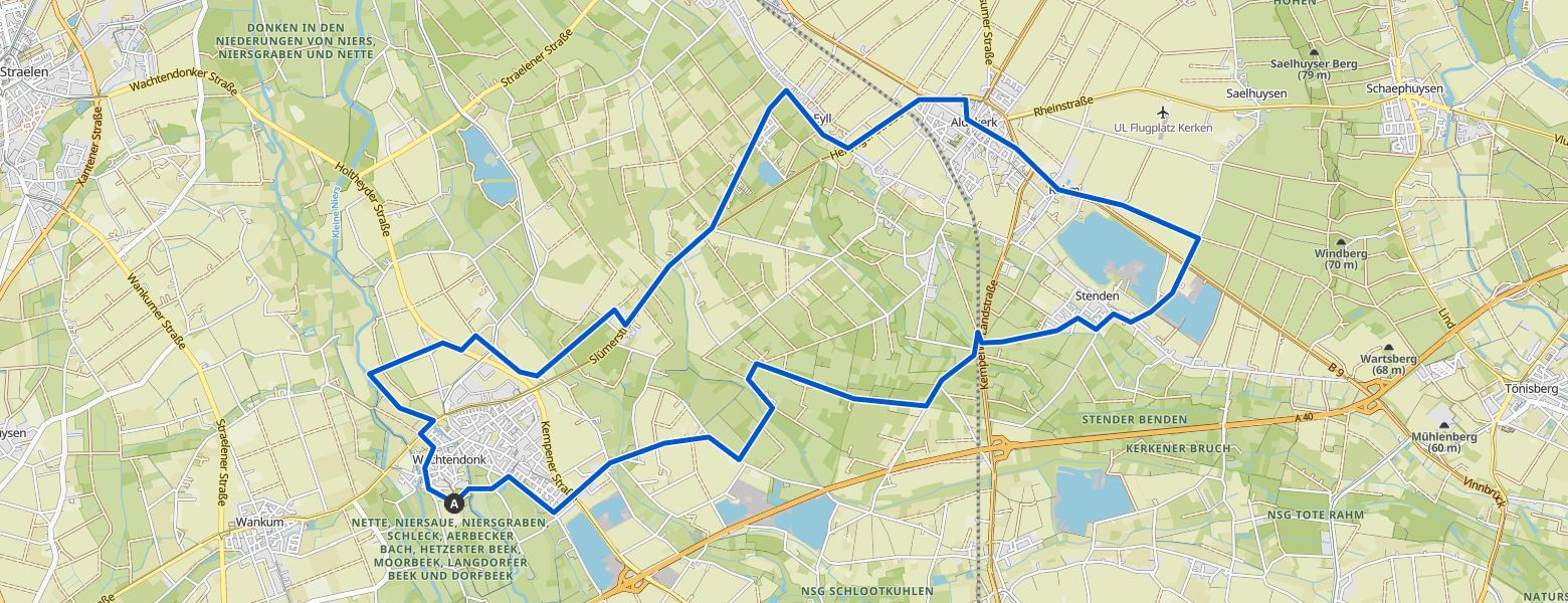Wachterdonk, Stenden, Aldekerk, Eyll Map Image