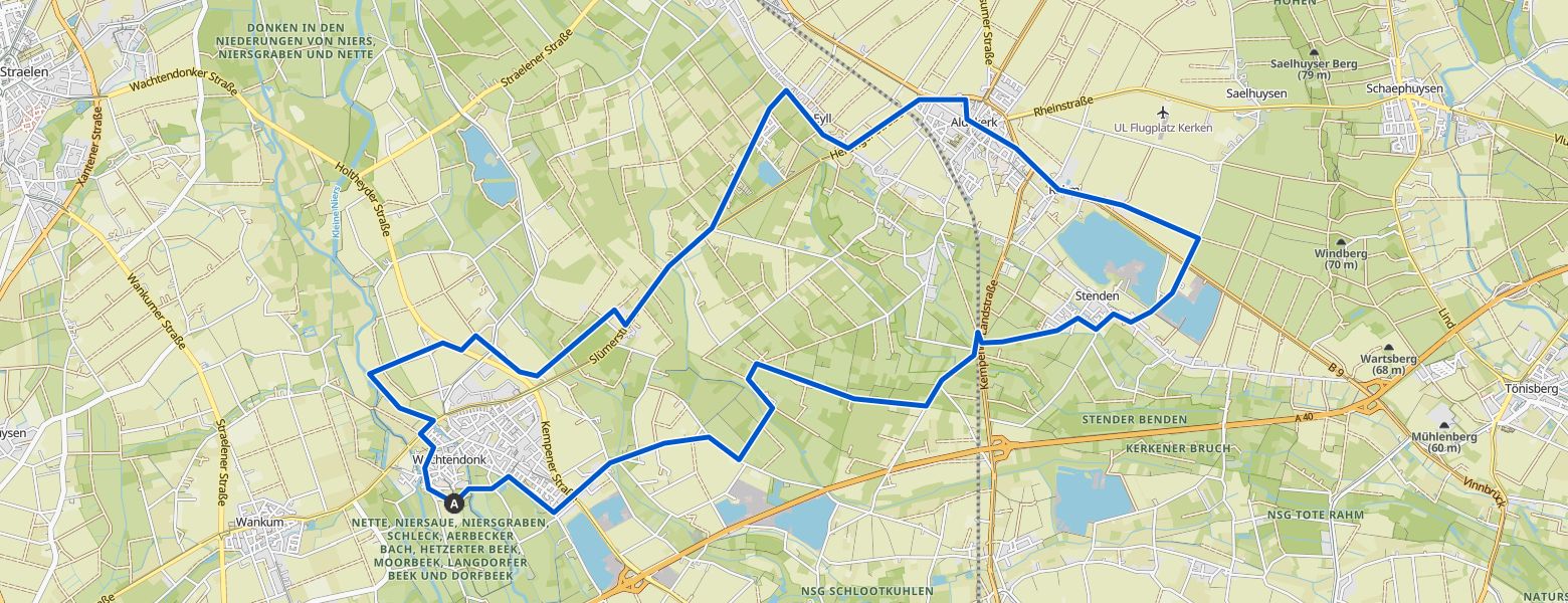 Wachterdonk, Stenden, Aldekerk, Eyll map