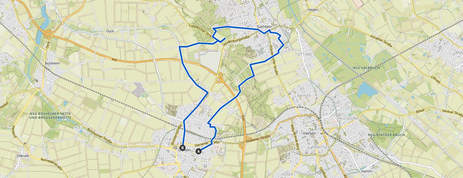 Wildgehege – Kreiskriegerdenkmal loop from Dülken map