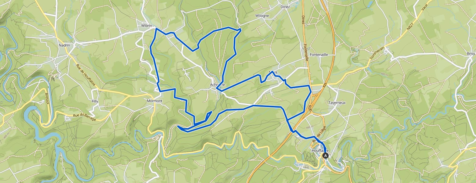 Vallée des Fées Achouffe – Prachtige natuur! loop from Houffalize Map Image