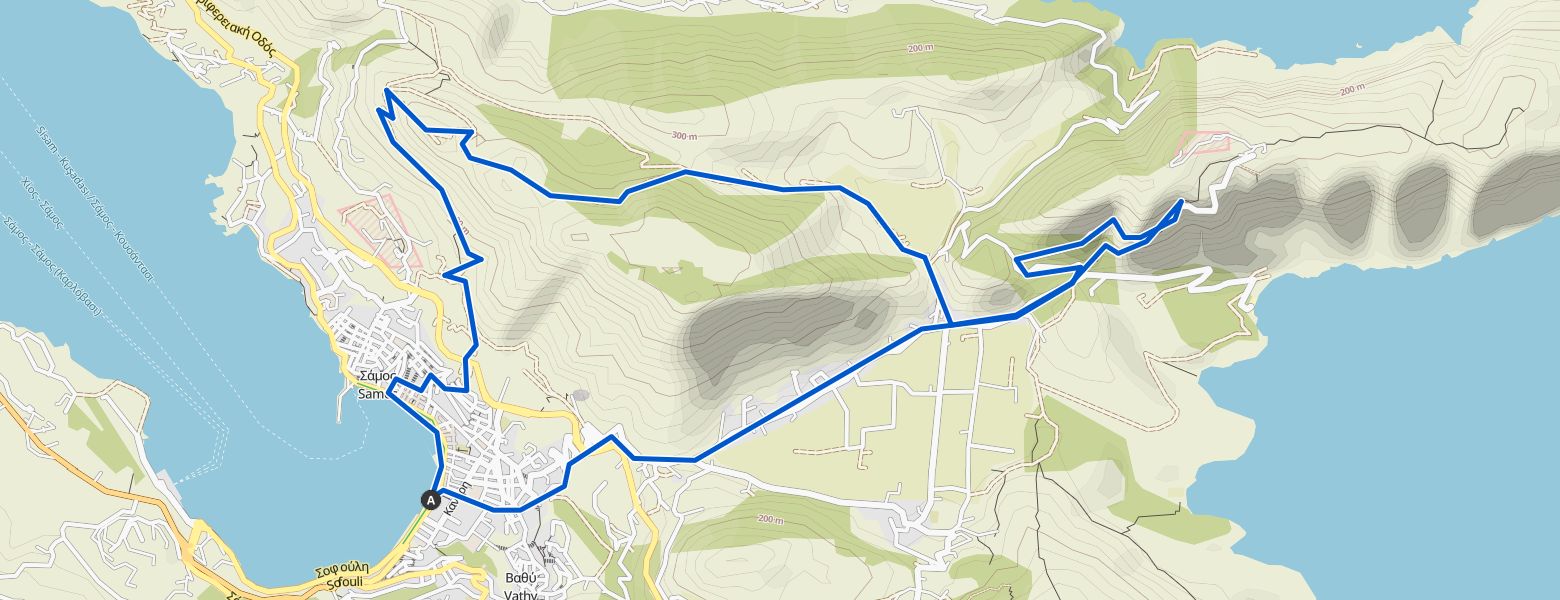 Municipal Unit of Vathy Hiking (06-06-2024) map