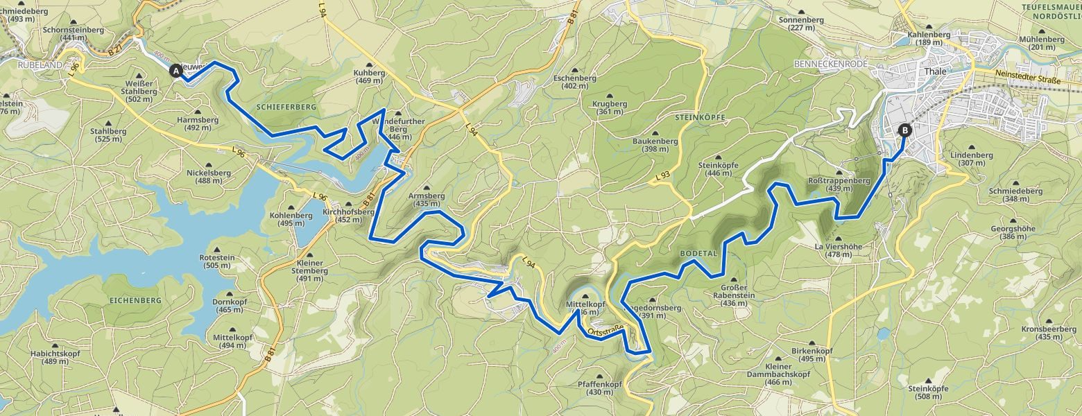 Harzer-Hexen-Stieg - Day 3 - From Neuwerk to Thale Map Image