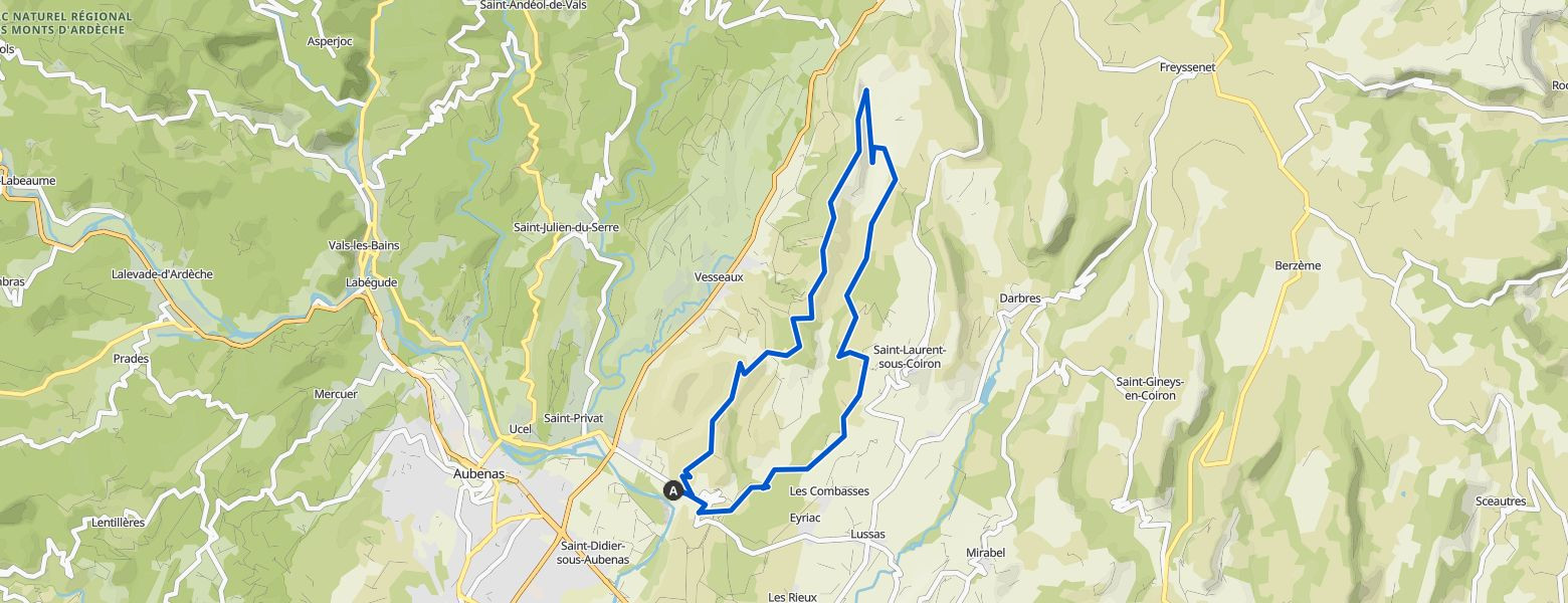 Saint-Privat - Saint-Laurent-sous-Coiron loop Hiking (09-04-2025) Map Image