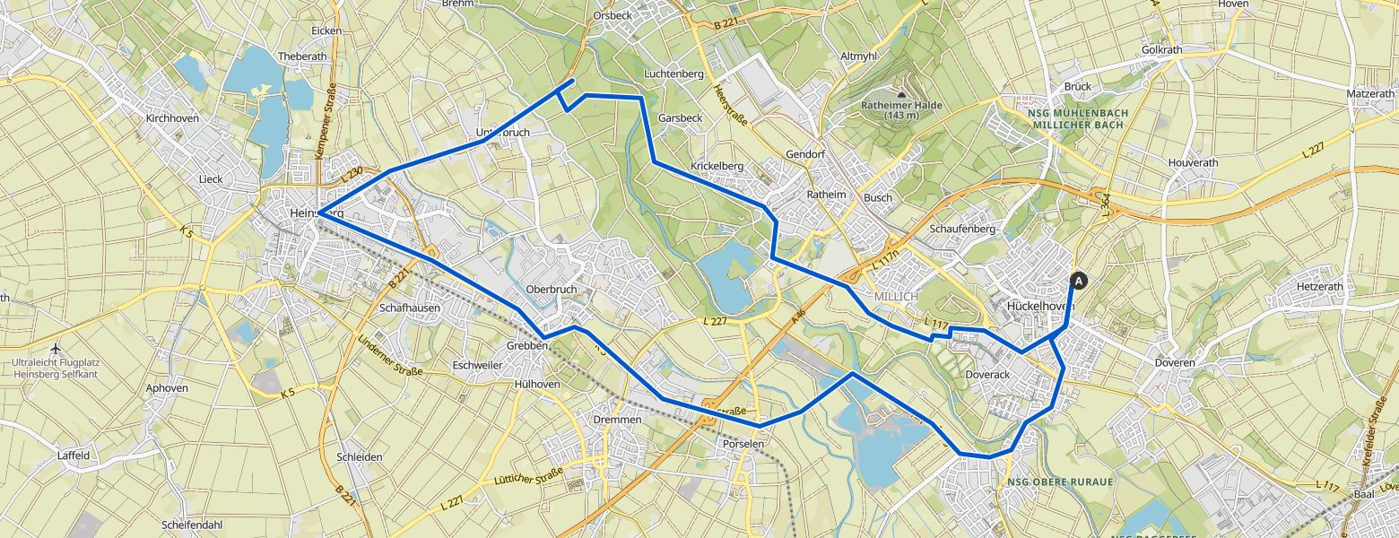 Hückelhoven - Heinsberg loop eMTB Ride (26-07-2025) Map Image