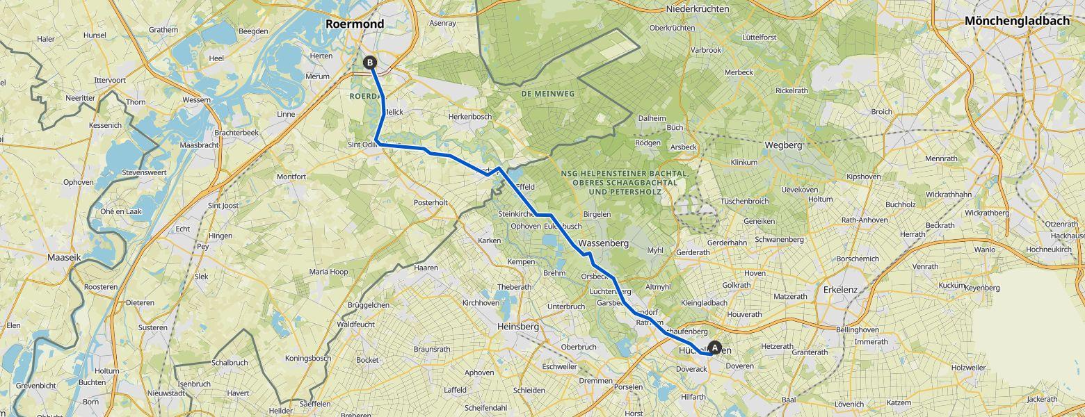 eMTB Ride from Hückelhoven to Roermond (30-07-2025) Map Image