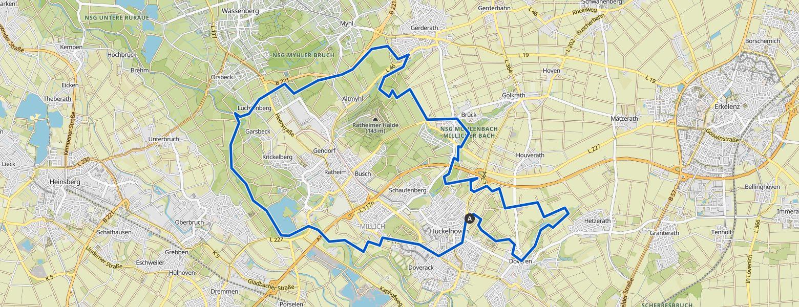 Hückelhoven - Wassenberg loop eMTB Ride (03-08-2025) Map Image