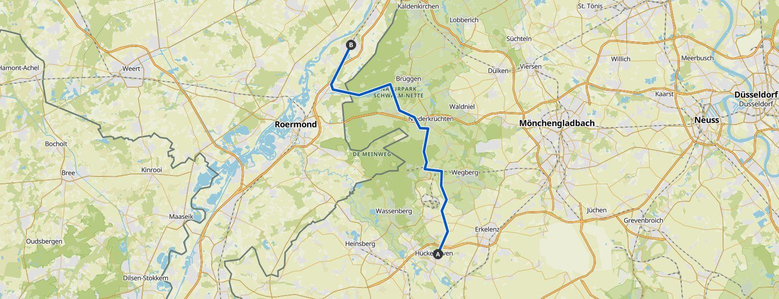 eMTB Ride from Hückelhoven to Reuver (22-08-2025) Map Image