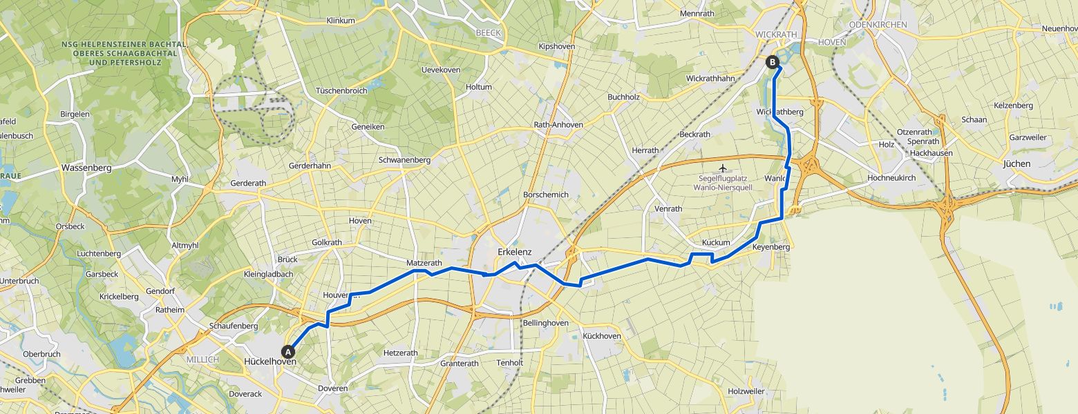 Hike from Hückelhoven to Mönchengladbach (26-11-2025) map