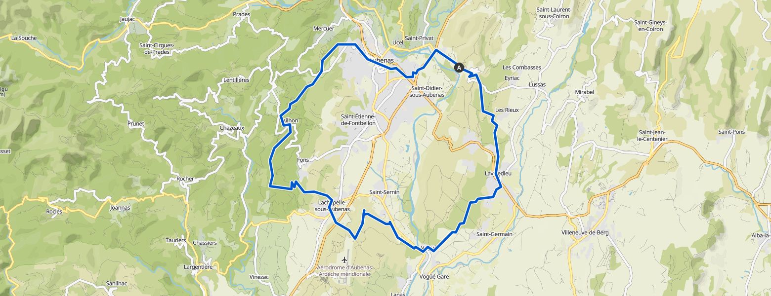 Saint-Privat - Ailhon loop Hiking (23-03-2026) map