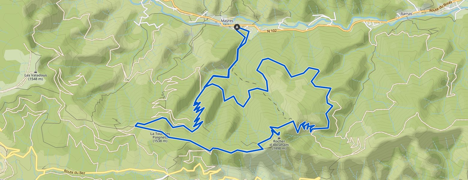Climbing Rocher d’Abraham and La Tour des Poignets map