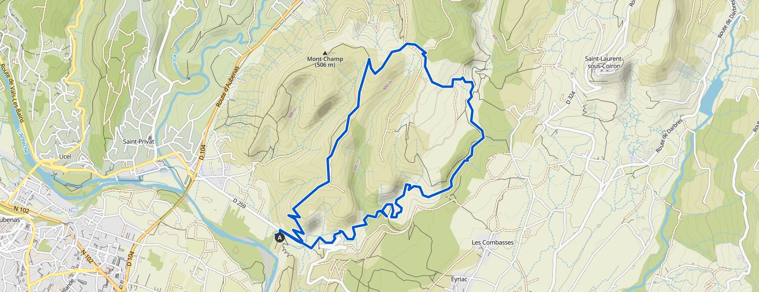 Saint-Privat - Lussas loop Hiking (29-03-2026) map