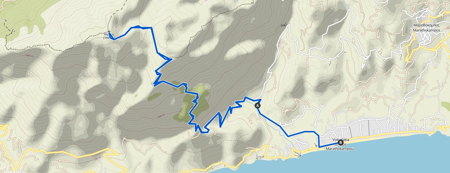 Kloster Moni Evangelistria – Kerkis Gipfel Runde von Votsalakia map